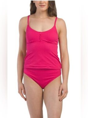 CECE Covered button textured bikini top and and bottom